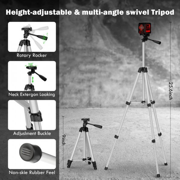 Laser Level with Tripod, 100 feet Green Cross Line Self Rotary Leveling Laser Level, 4 Brightness Adjustment, Manual Self leveling and Pulse Mode,IP54 Waterproof Battery Carrying Bag Included 
