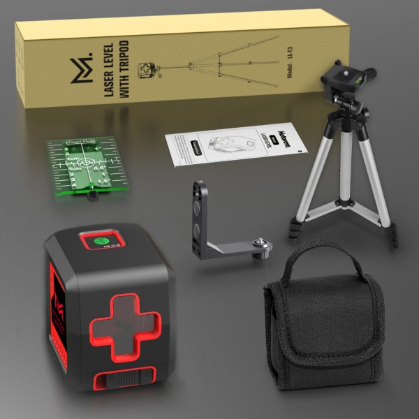 Laser Level with Tripod, 100 feet Green Cross Line Self Rotary Leveling Laser Level, 4 Brightness Adjustment, Manual Self leveling and Pulse Mode,IP54 Waterproof Battery Carrying Bag Included 